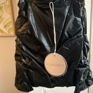 NWT black pleather ruffled skirt